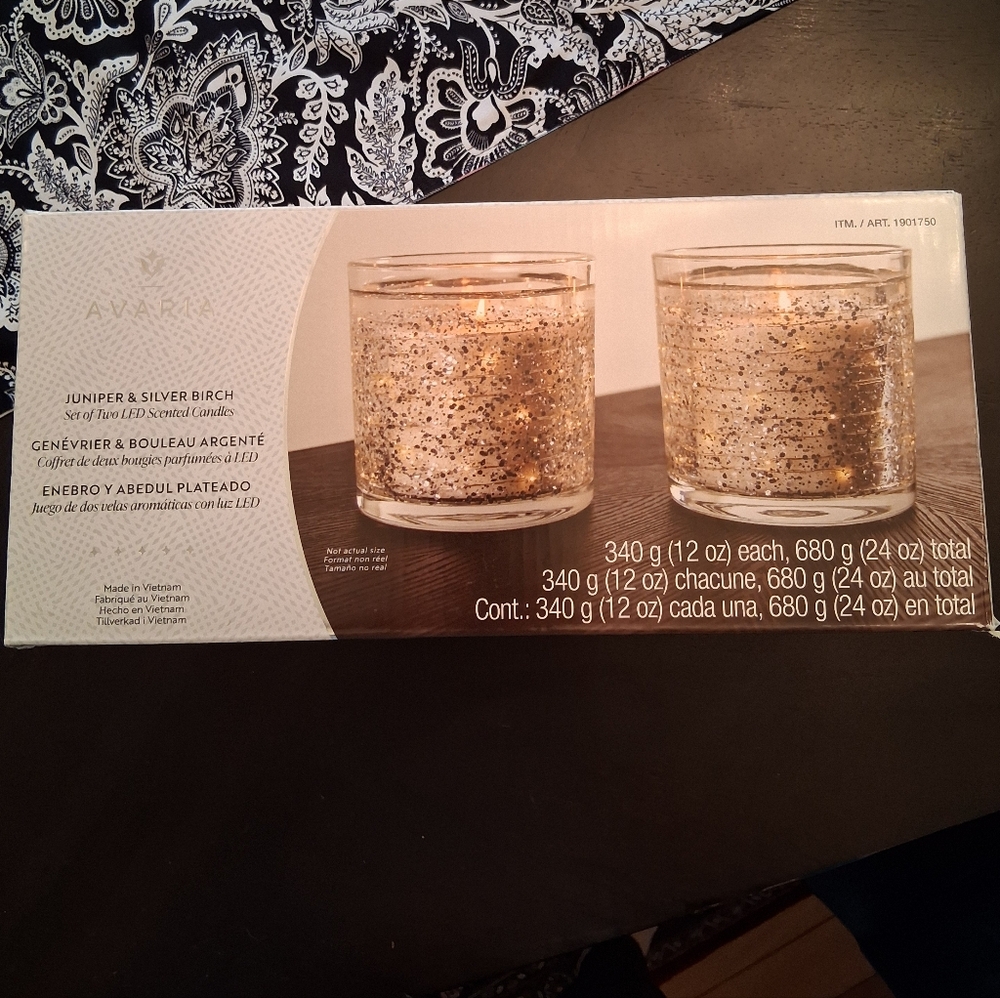 Avon Juniper & Silver Birch Gold Glitter Candle Set
